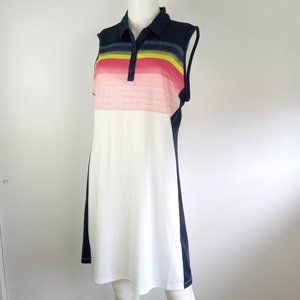 Callaway Women's Golf Dress Size Large White Multi Stripes Opti-Dri UPF 50